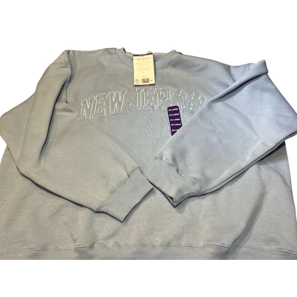 New Jersey Blue Crewneck Sweatshirt Large Pullover Long Sleeve Casual Unisex
